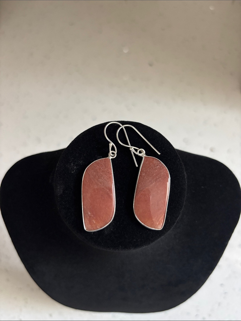 Sterling Silver Red Adventurine Gemstone Drop Dangle Earrings
